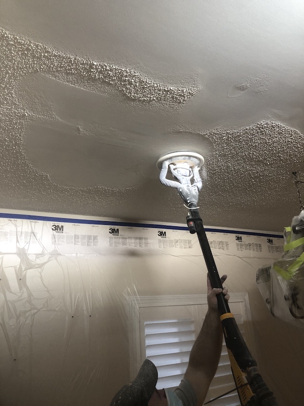 Popcorn ceiling scraping Burlington Millcroft - acoustic ceiling removal skim coat Level 5 finish